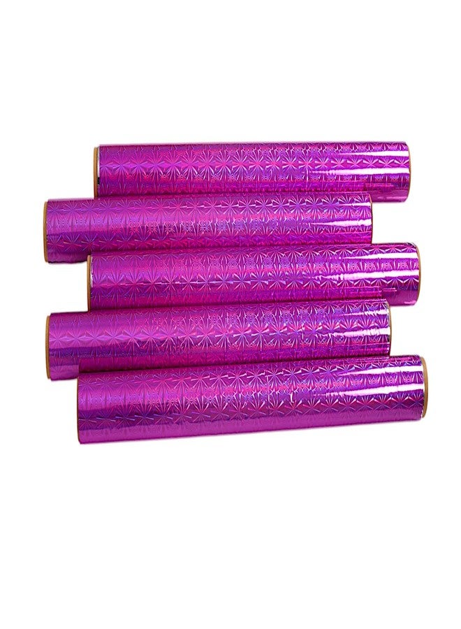 Unwrap Delights Plastic Holographic Metallic Colour Gift Packing Wrapper Paper - 18 Inches x 20 Meter Long Roll in Vibrant Pink - Shiny Holographic Finish Perfect for Gift Wrapping, Party Decorations, DIY Crafts, Special Occasions - Image 1